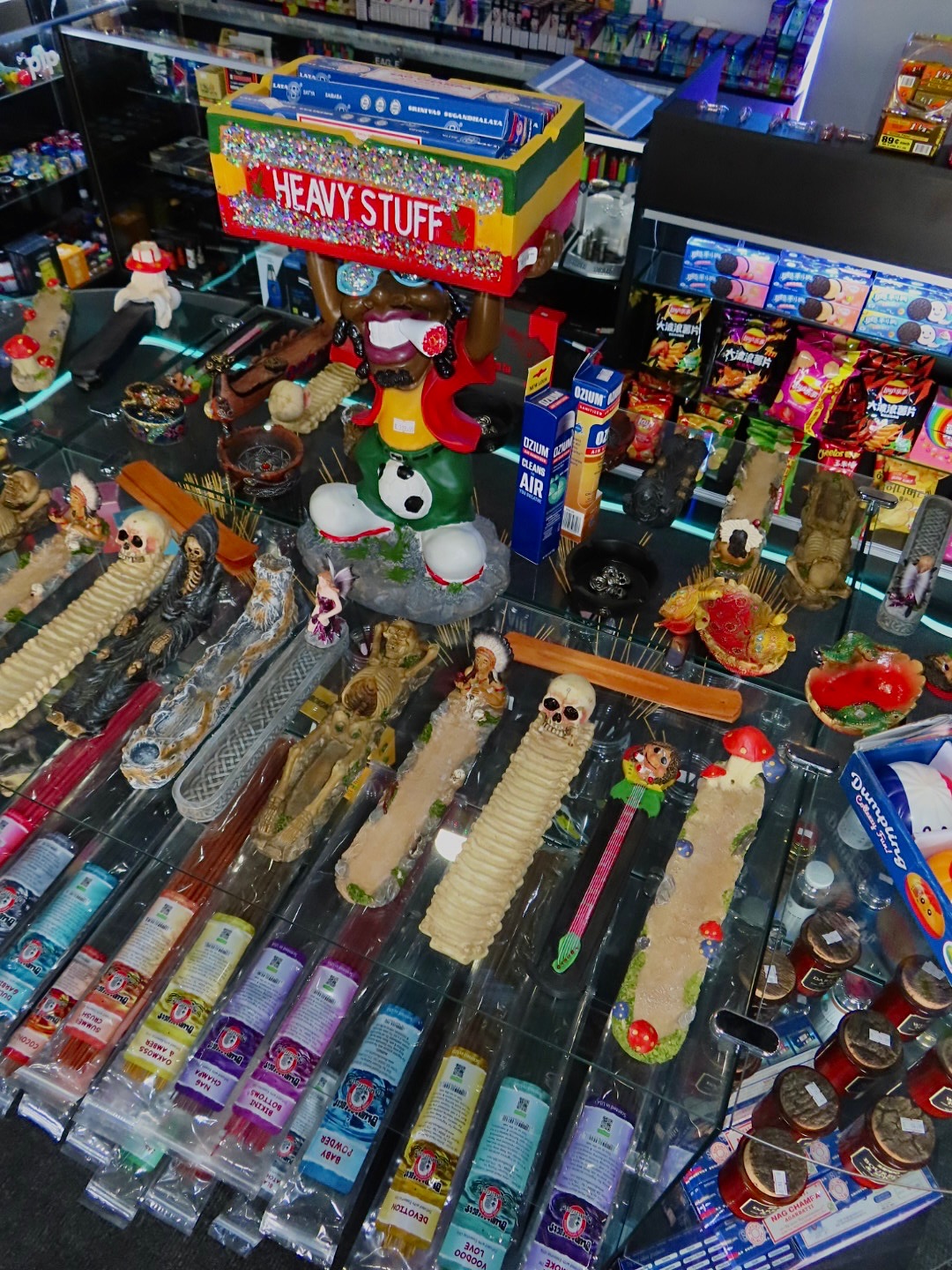 Imported exotic snacks and incense at Pirates Bay Smoke Shop