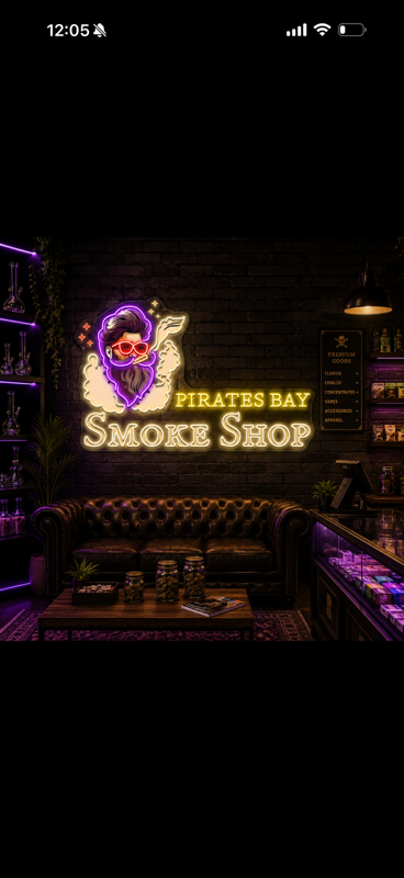 Pirates Bay chill lounge with neon signage